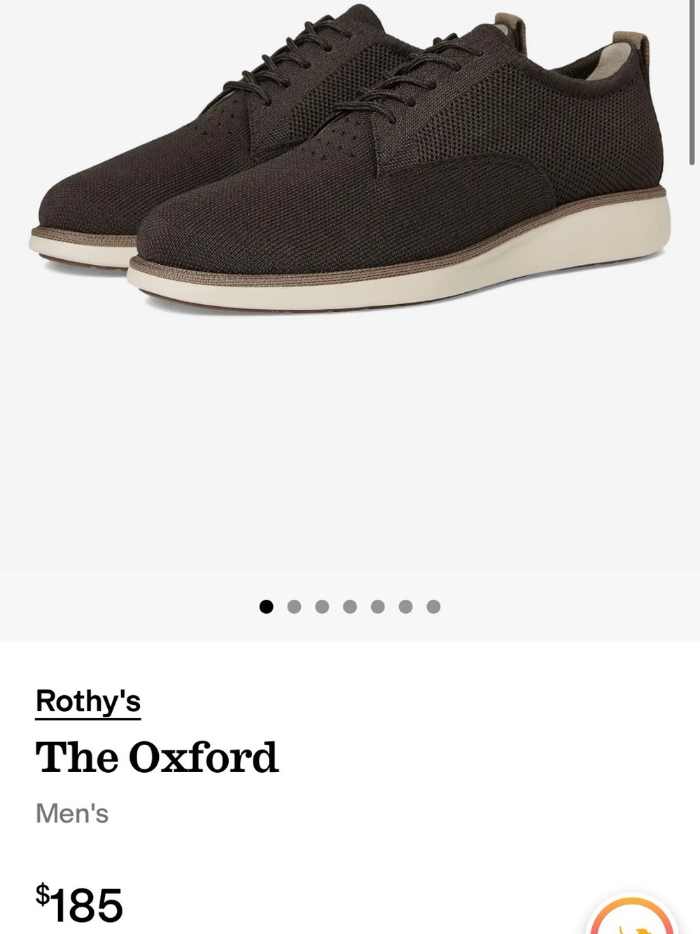 Rothy's The Oxford Men's Knit Oxfords in Deep Brown with Cream Sole size 10